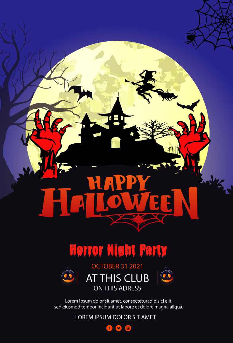 Poster halloween, kinh dị mẫu số 036 EPS AI