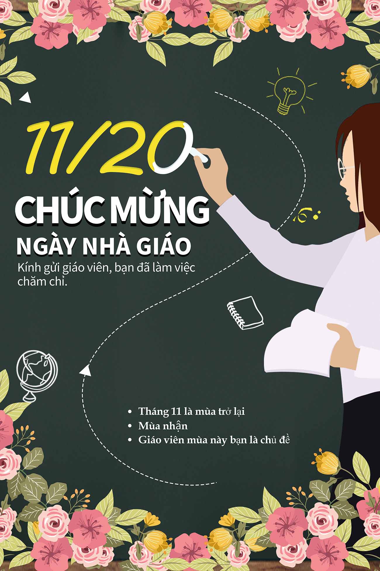 Poste chúc mừng ngày nhà giáo Việt Nam PSD