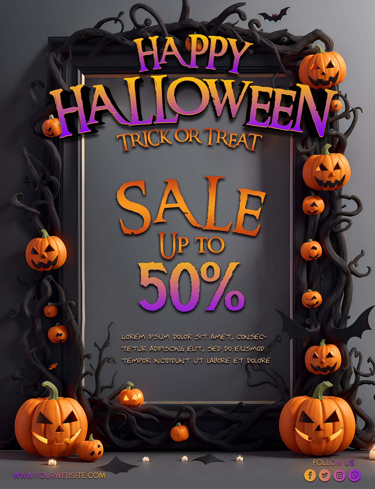 Poster giảm giá mùa lễ halloween mẫu H115 PSD