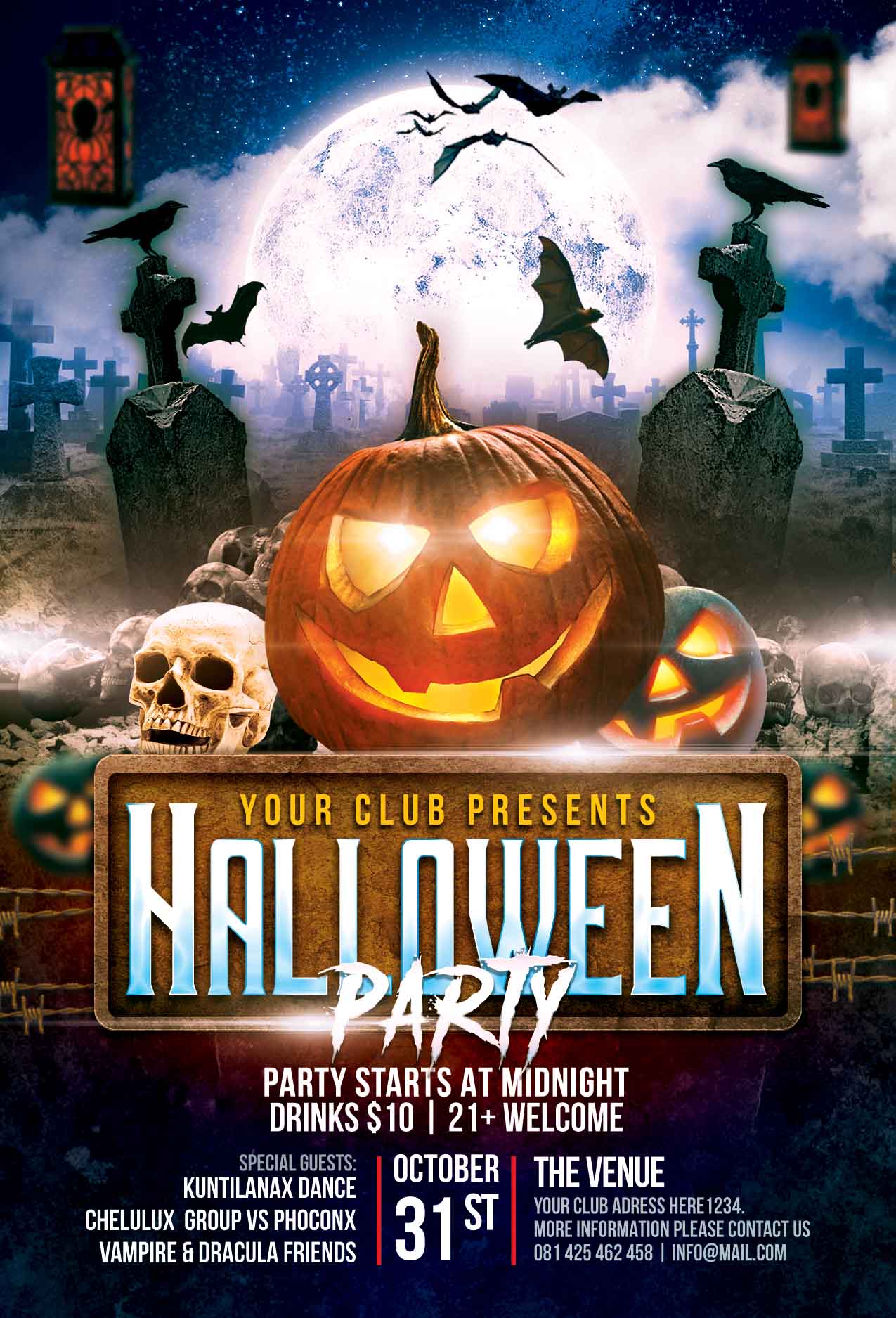 Poster halloween kinh dị mẫu số H10 PSD