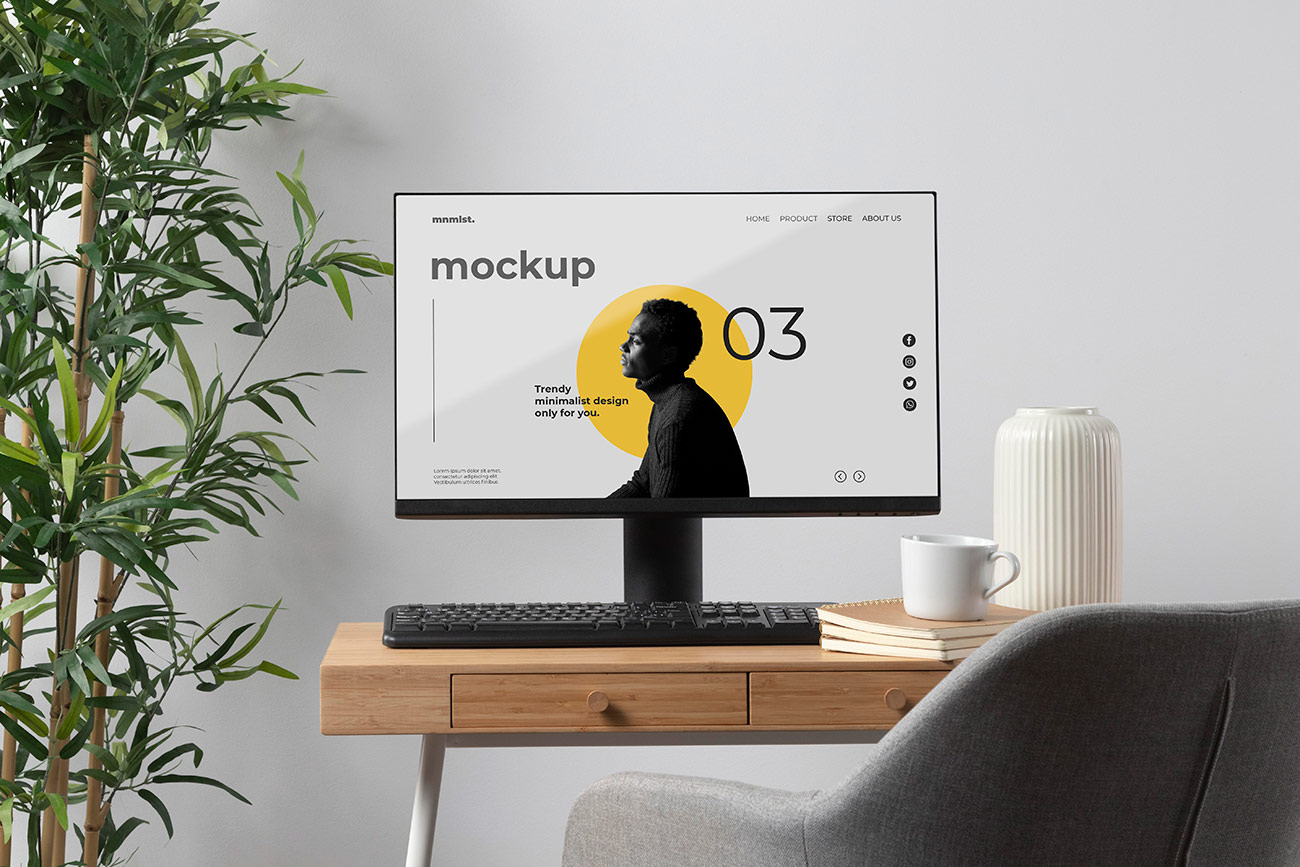 Mockup máy tính file PSD mẫu số 37