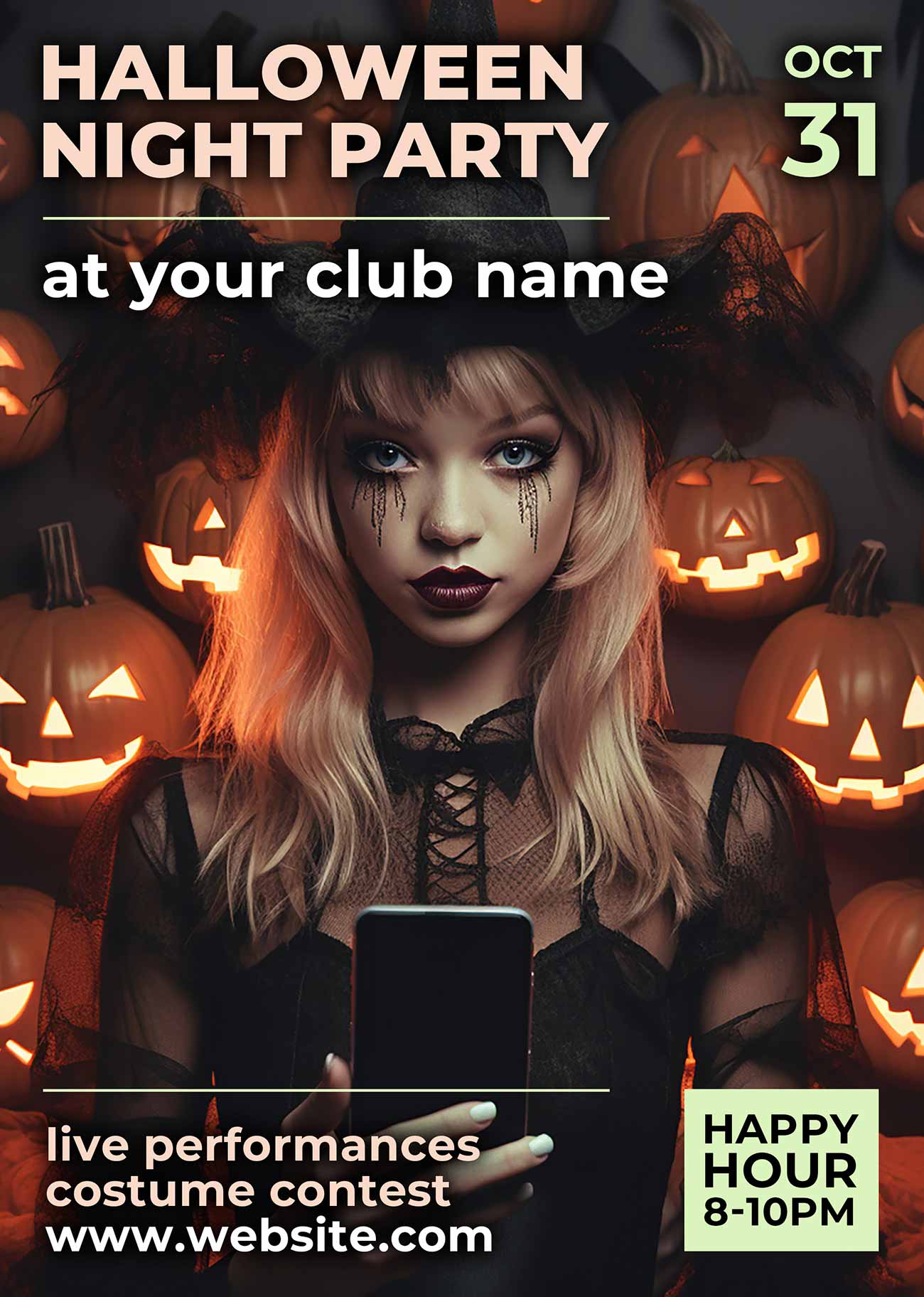 Poster ca sĩ trong lễ hội halloween 3D file PSD mẫu số 18