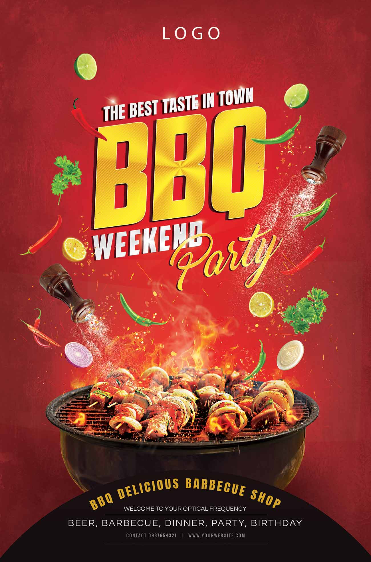 Poster tiệc nướng BBQ ngoài trời file PSD