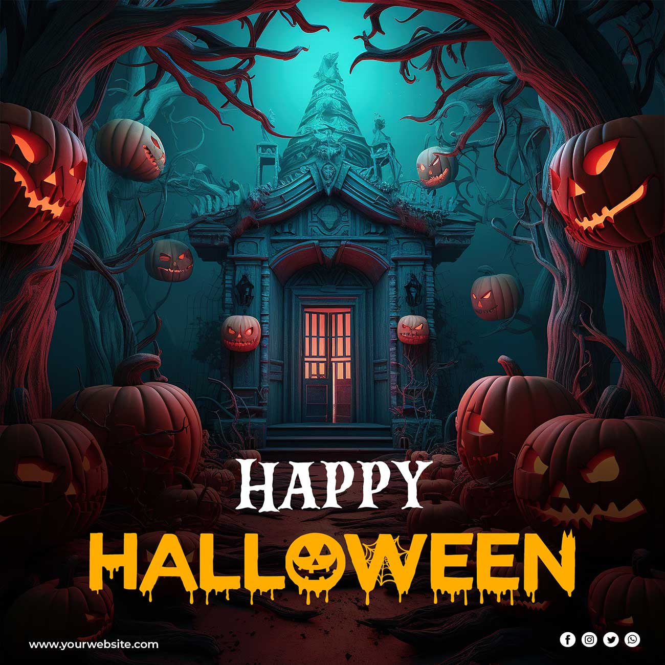 Banner chúc mừng lễ halloween file PSD