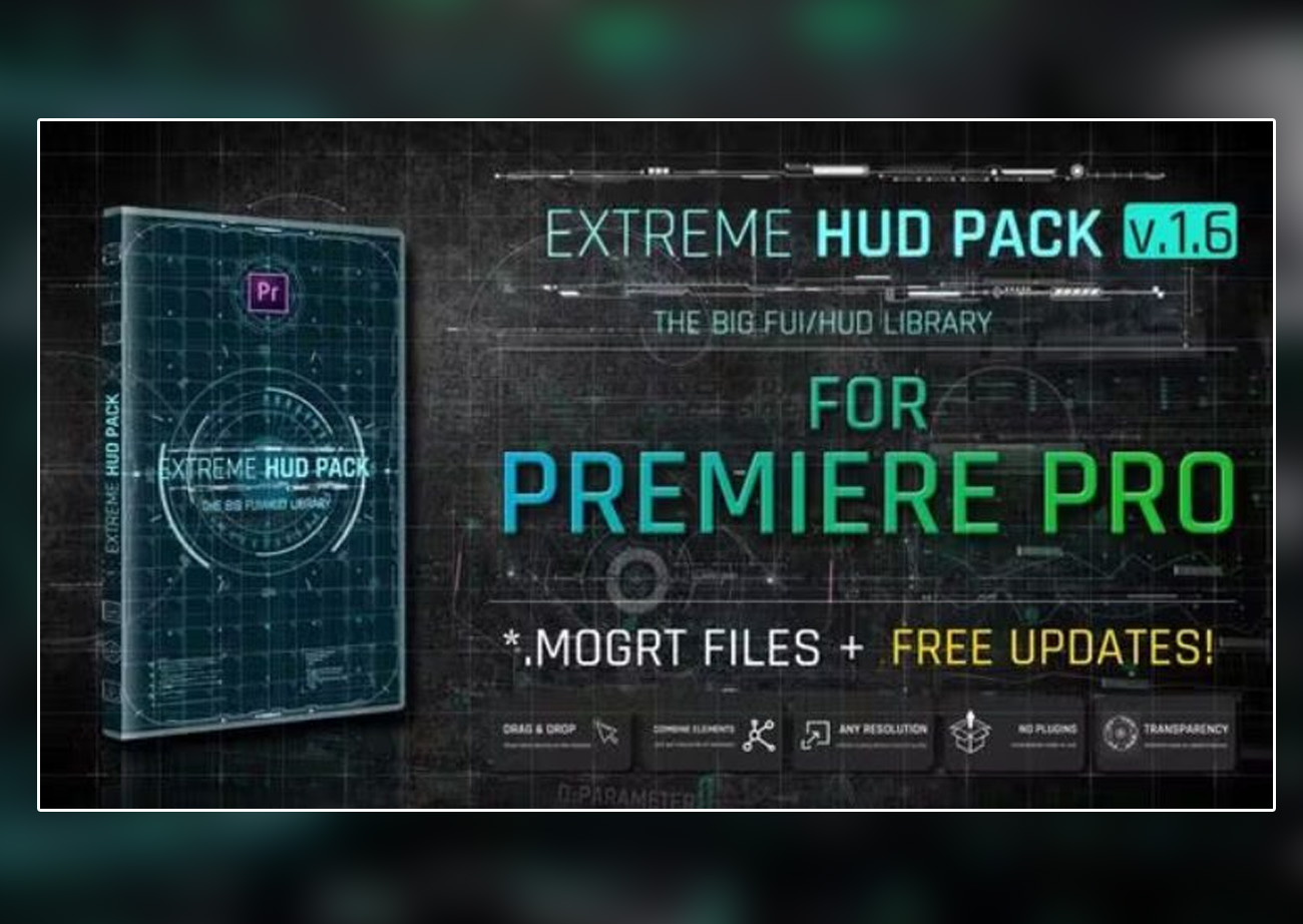 Gói  thư viện đồ họa HUD - Ultimate HUD Library For Premiere Pro V1.5