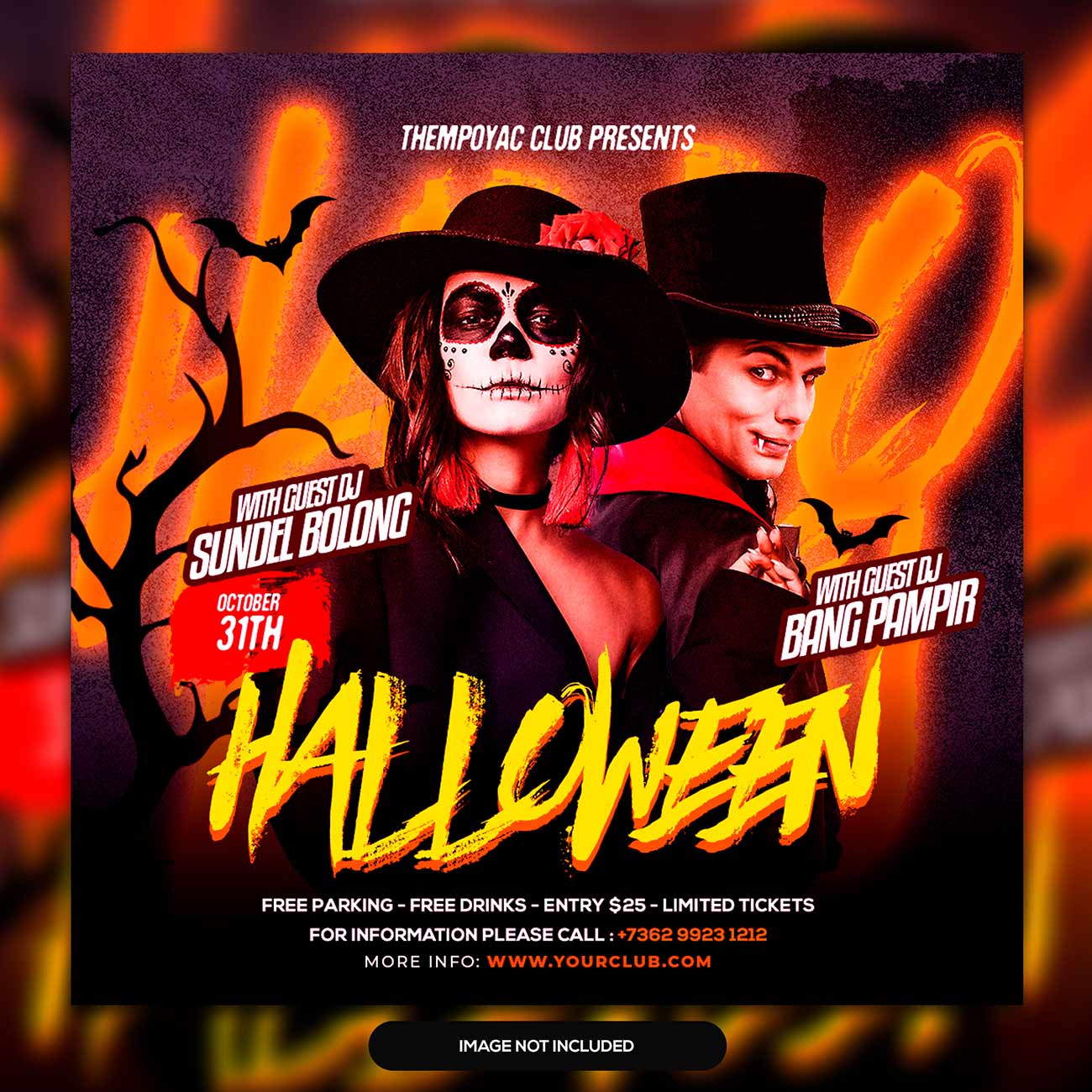 Banner chương trình ảo thuật đêm halloween file PSD