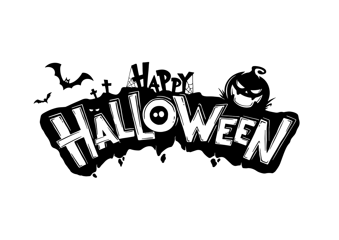 Banner halloween nền trắng chữ đen file EPS