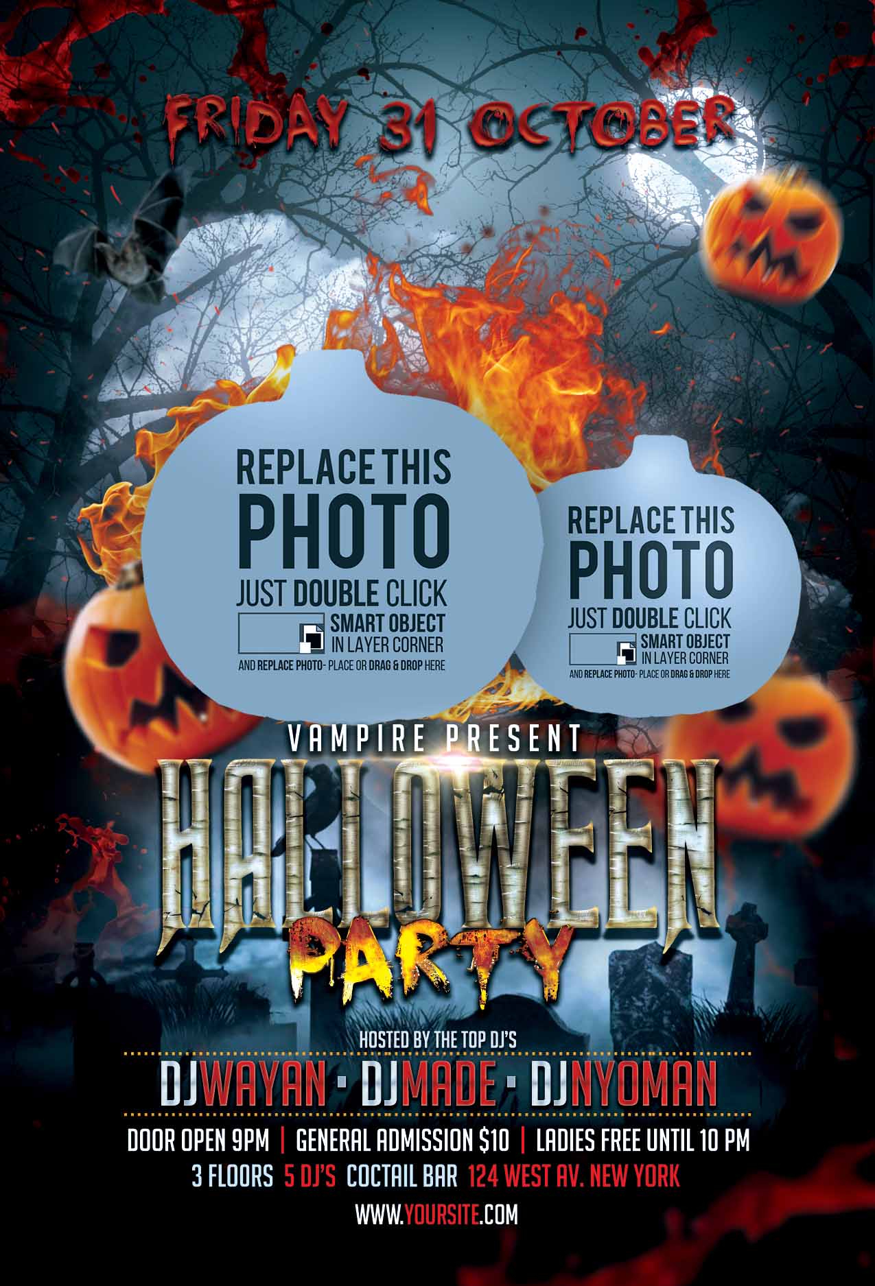 Poster halloween, kinh dị mẫu số 006 PSD