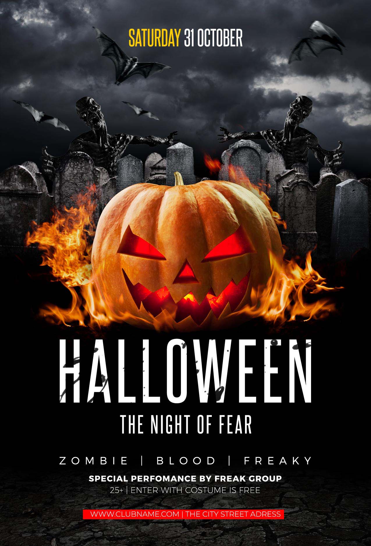 Poster halloween kinh dị mẫu số H31 PSD