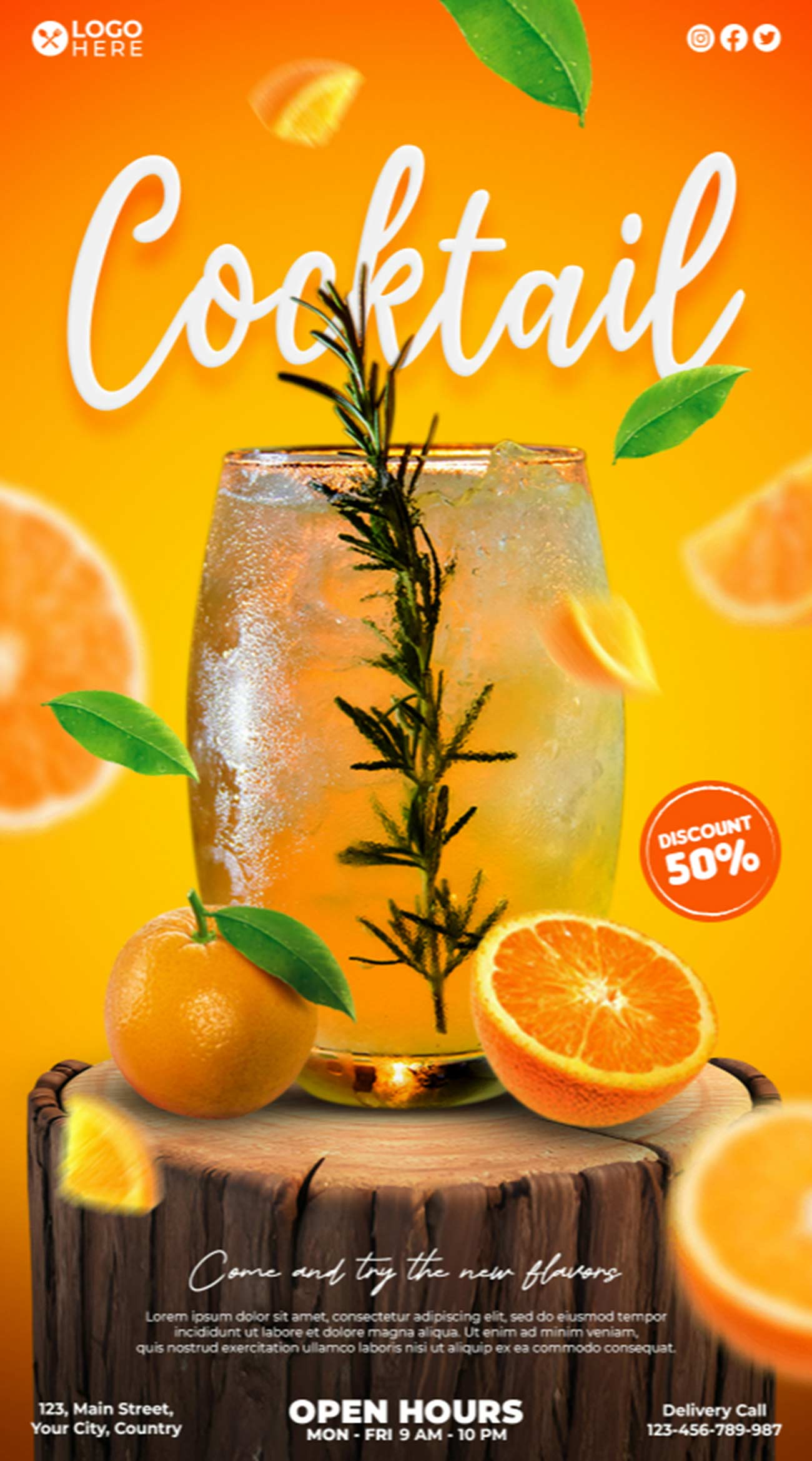 Poster trưng bày sản phẩm ly nước cocktail PSD