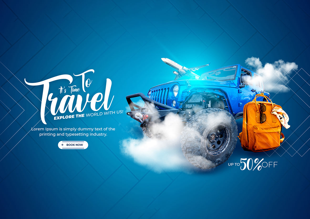 Banner đặt tour du lịch leo núi trải nghiệm file PSD