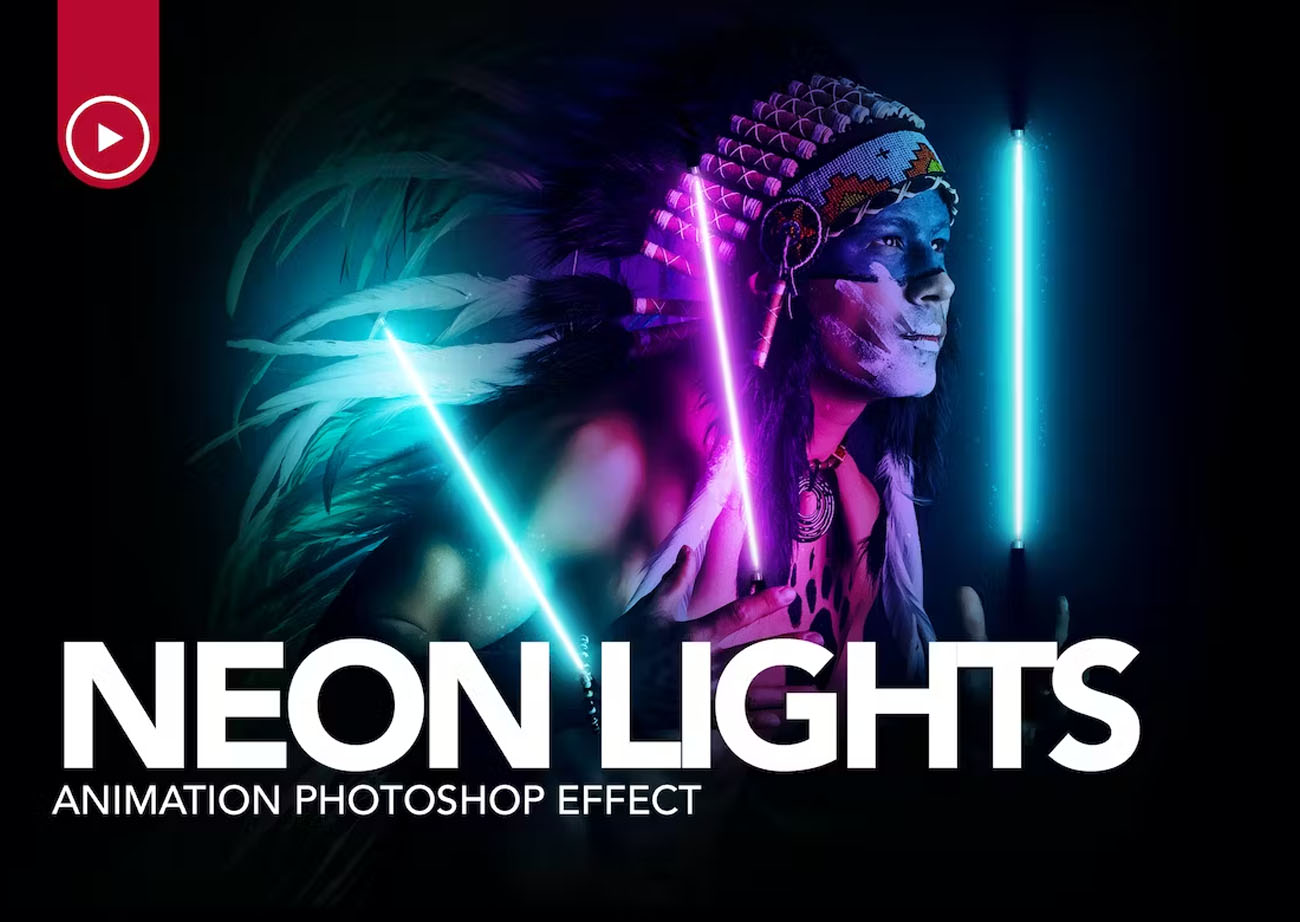 Action photoshop hiệu ứng đèn neon chuyển động