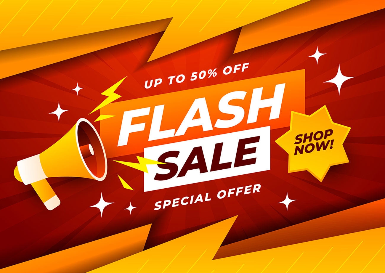 Nhãn flash sale đặc biệt giảm giá 50% file EPS