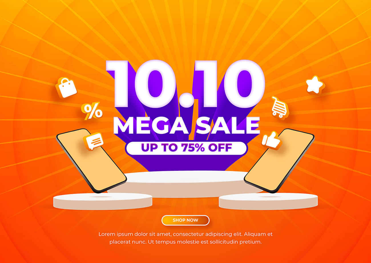 Background mega sale lên đến 75% ngày 10.10 file EPS