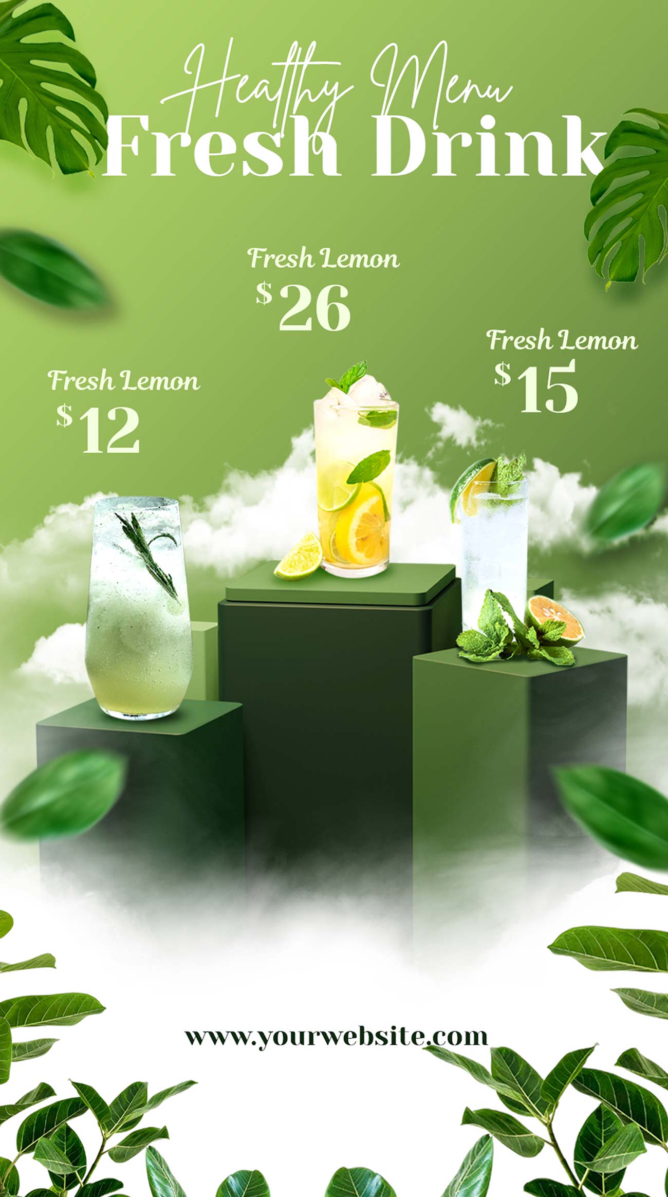 Poster menu đồ uống giải nhiệt file PSD