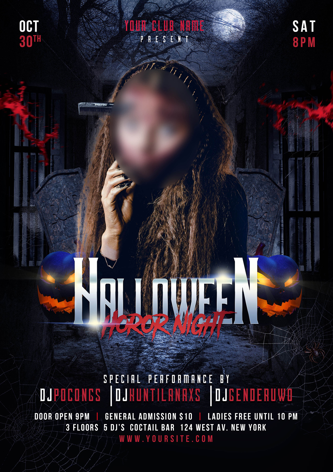 Poster halloween, kinh dị mẫu số 124 PSD