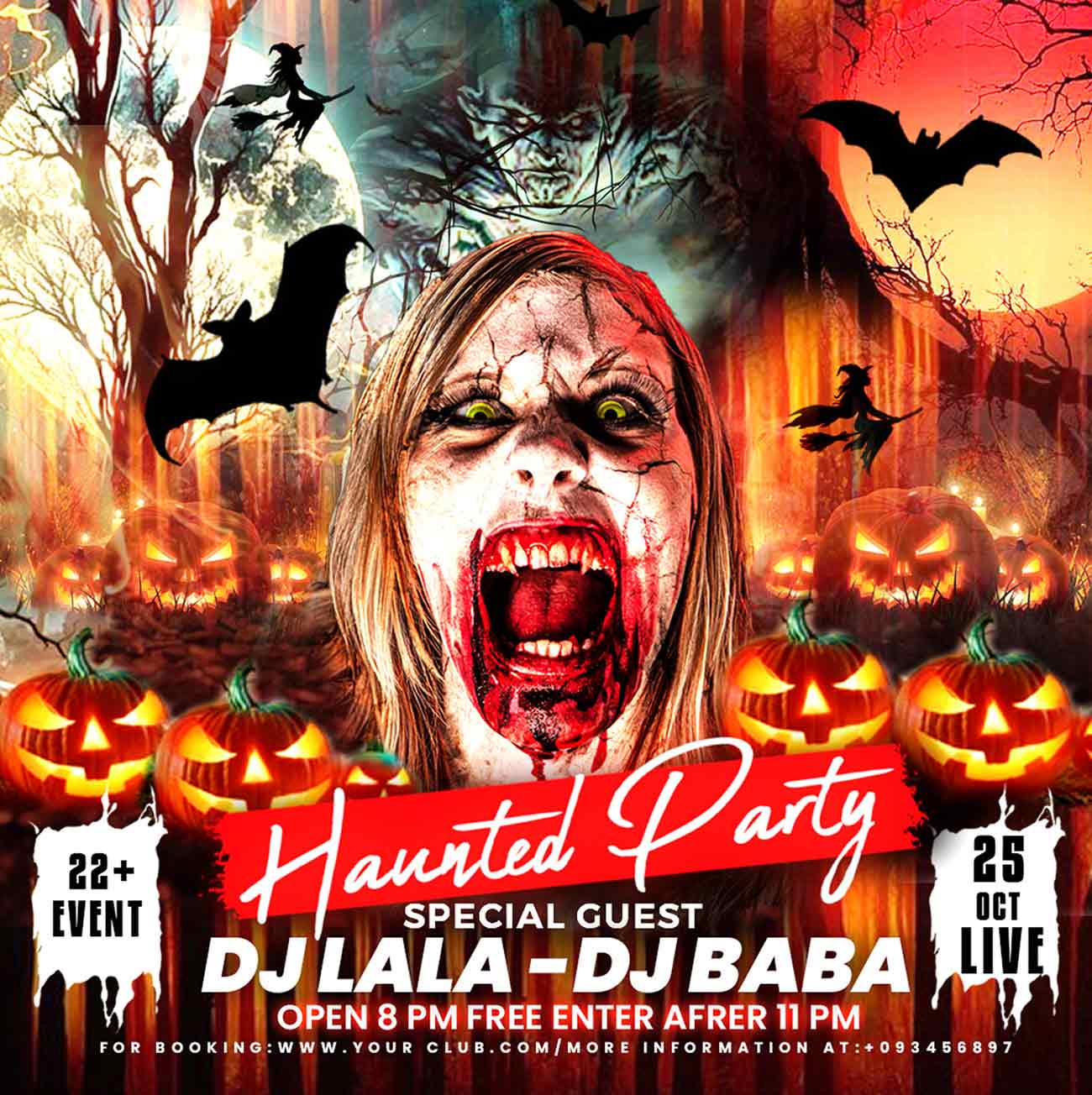 Poster ca sĩ trong lễ hội halloween 3D file PSD mẫu số 22