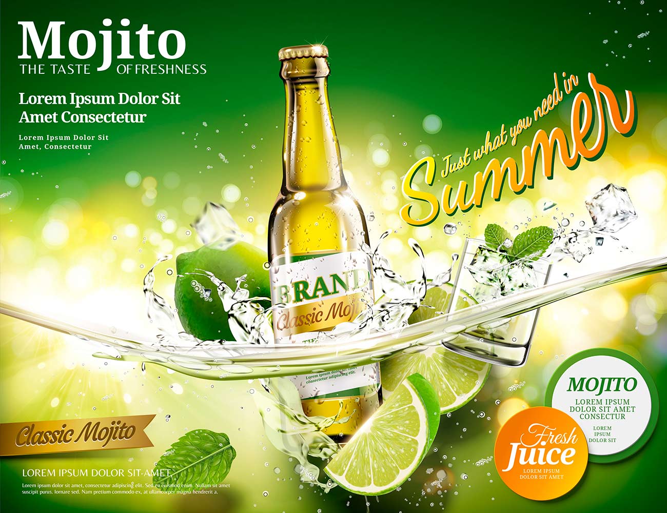 Banner mojito vị chanh tươi mát file EPS