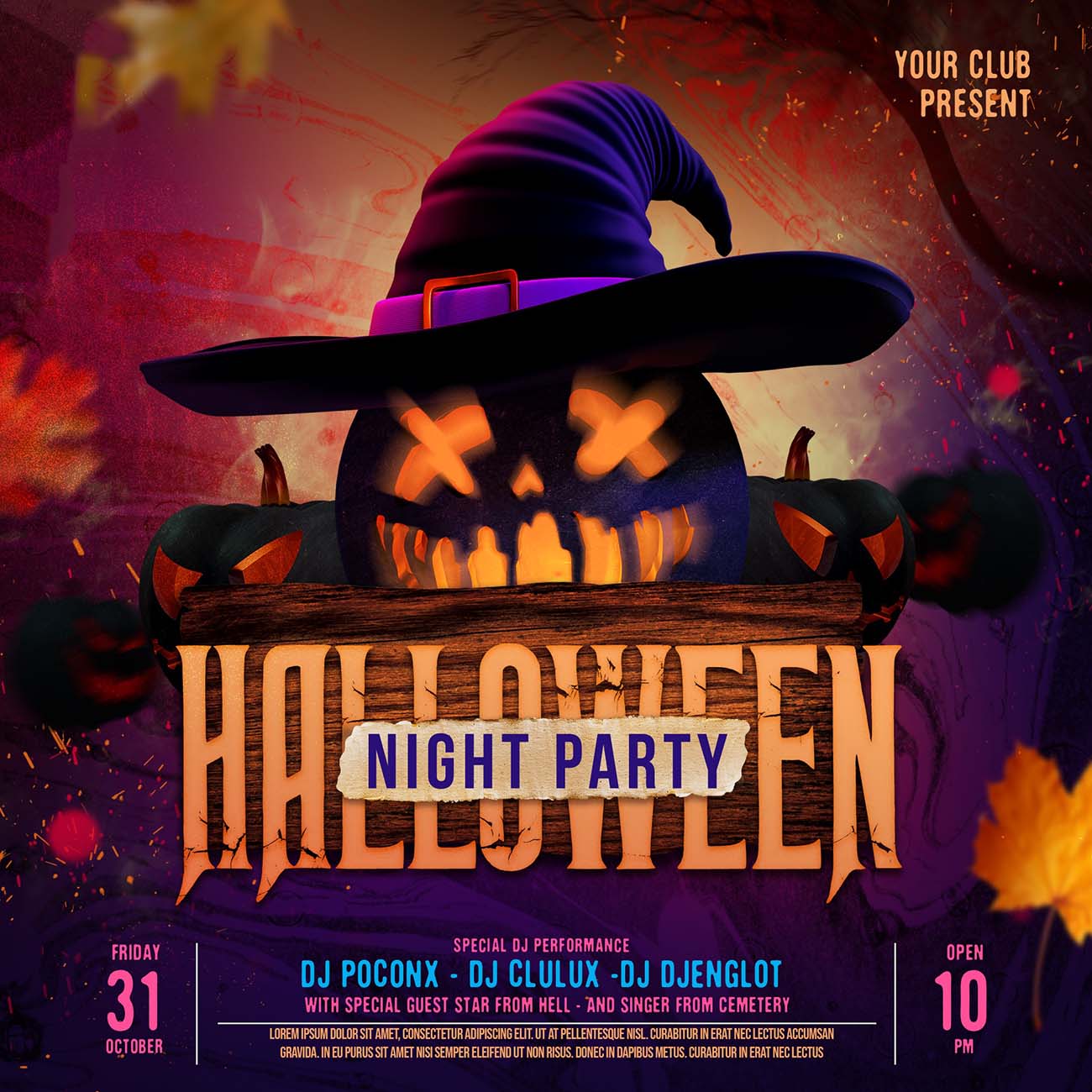 Poster halloween kinh dị mẫu H71 PSD