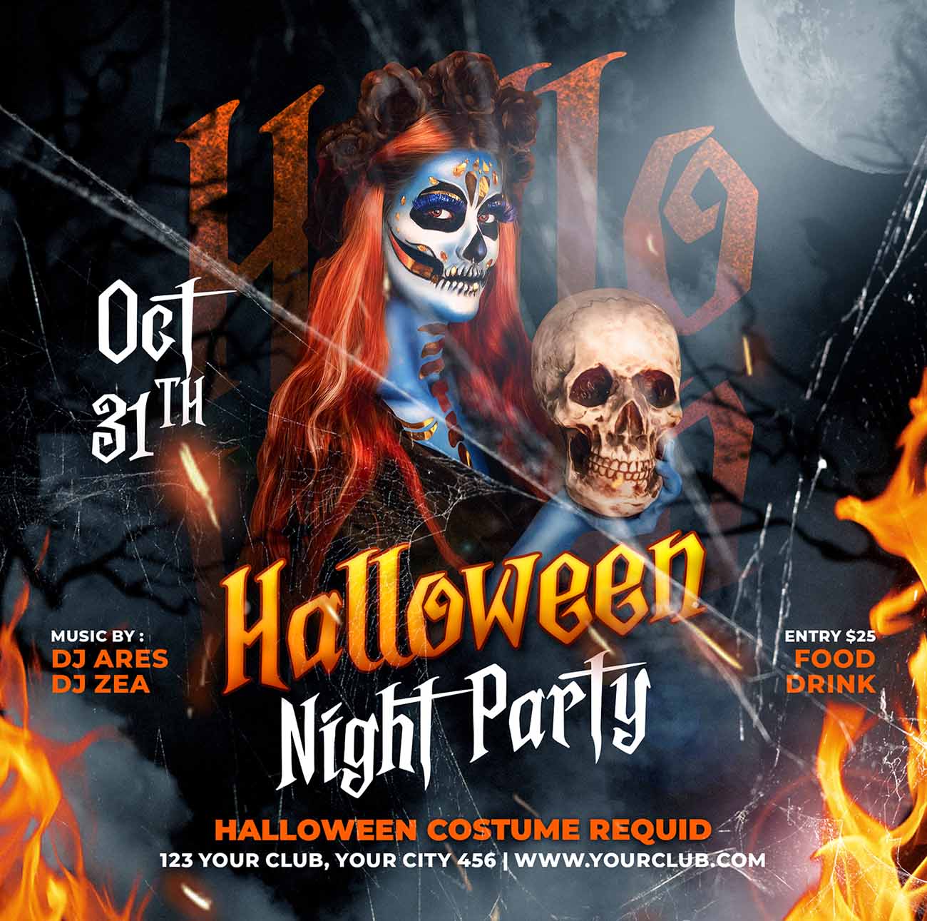 Poster halloween ma, kinh dị mẫu H68 PSD