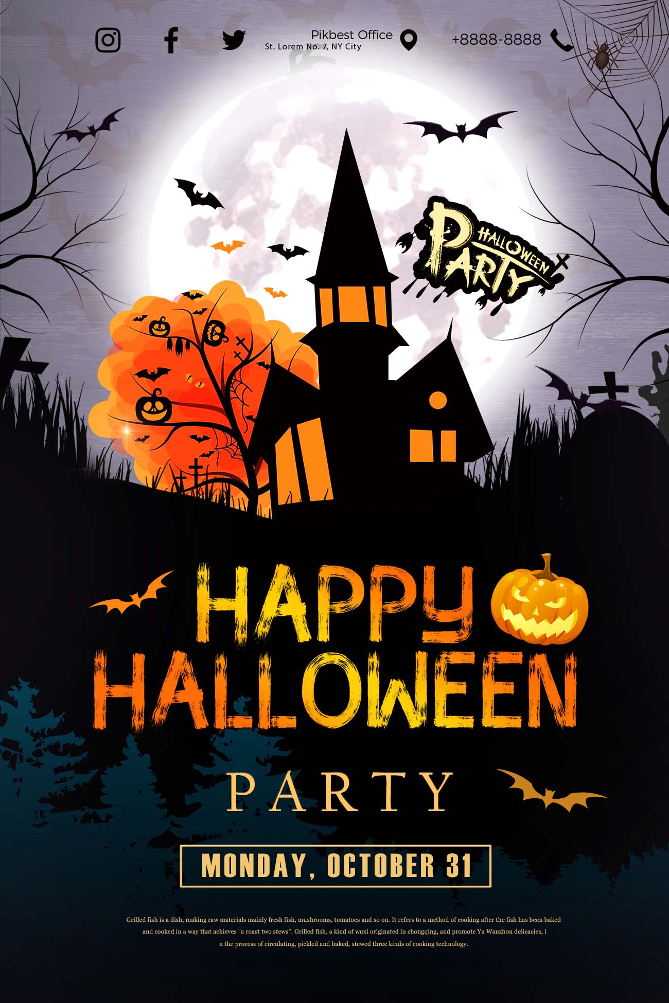 Poster halloween, kinh dị mẫu số 005 PSD