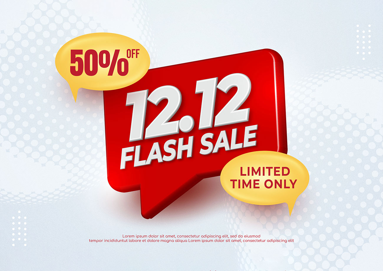 Nhãn flash sale giới hạn giảm 50% ngày 12.12 file EPS