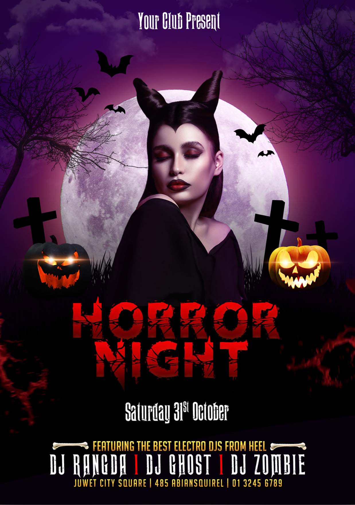 Poster halloween lễ hội hóa trang, kinh dị mẫu H50 PSD