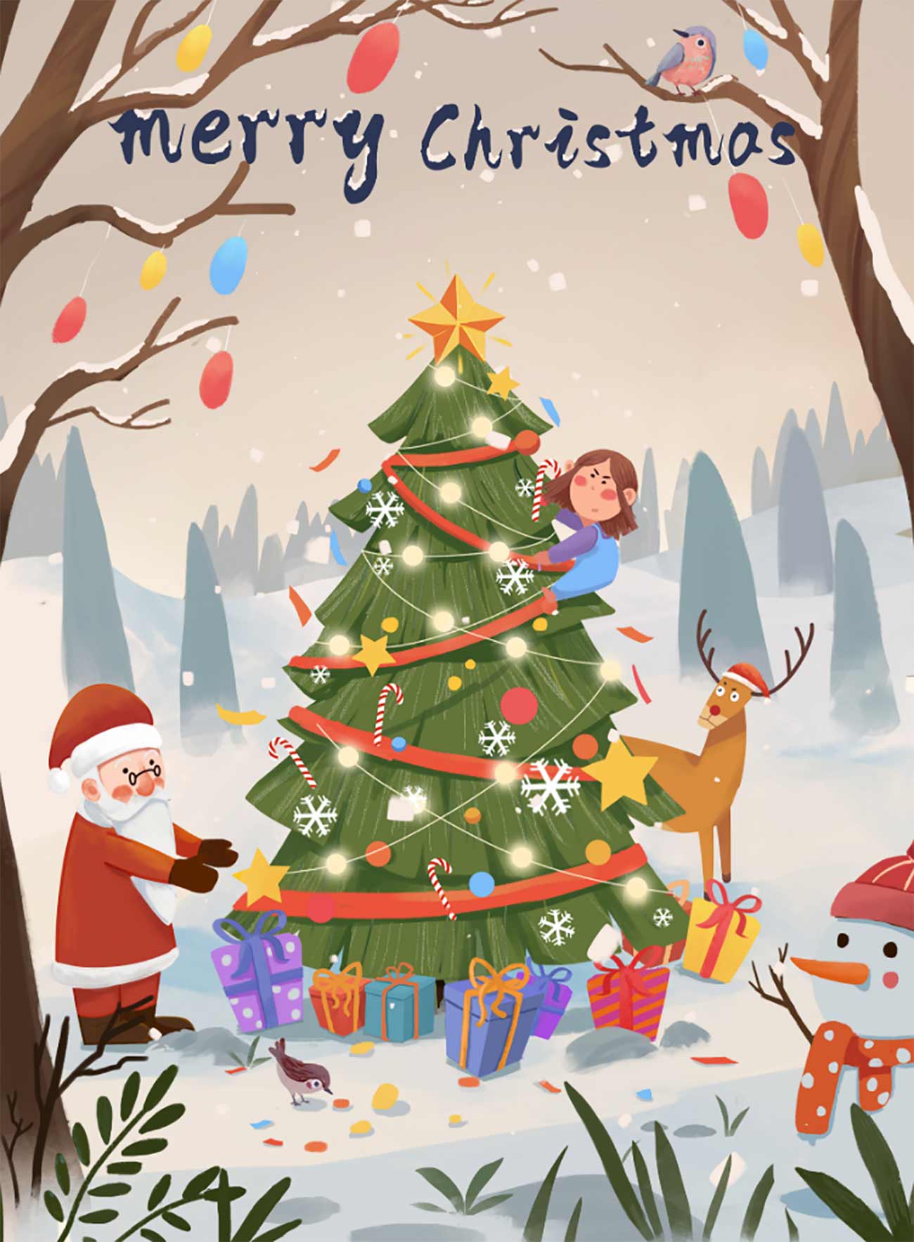 Poster cây thông noel mùa giáng sinh file PSD