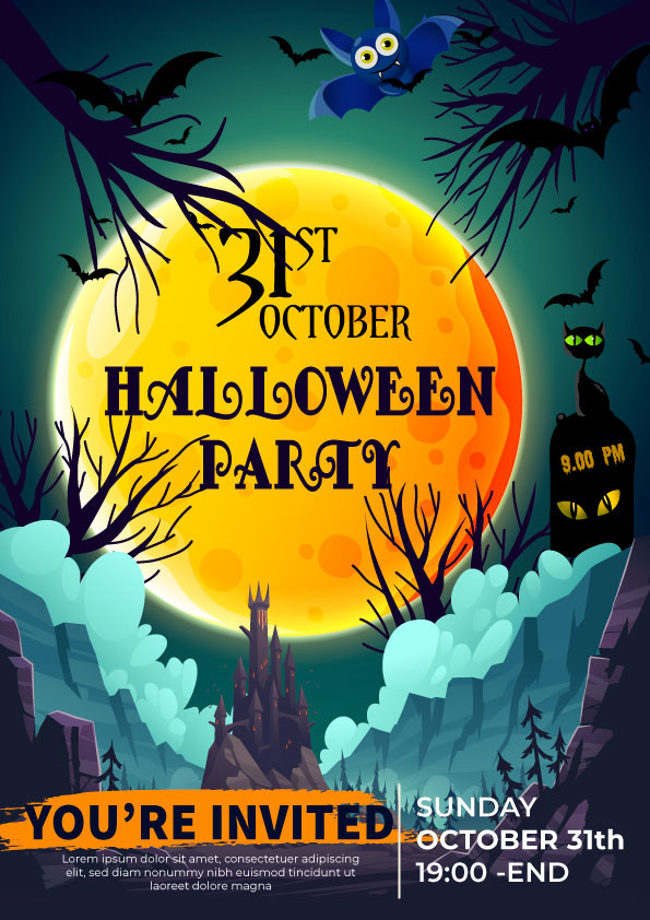 Poster halloween, kinh dị mẫu số 127 EPS AI