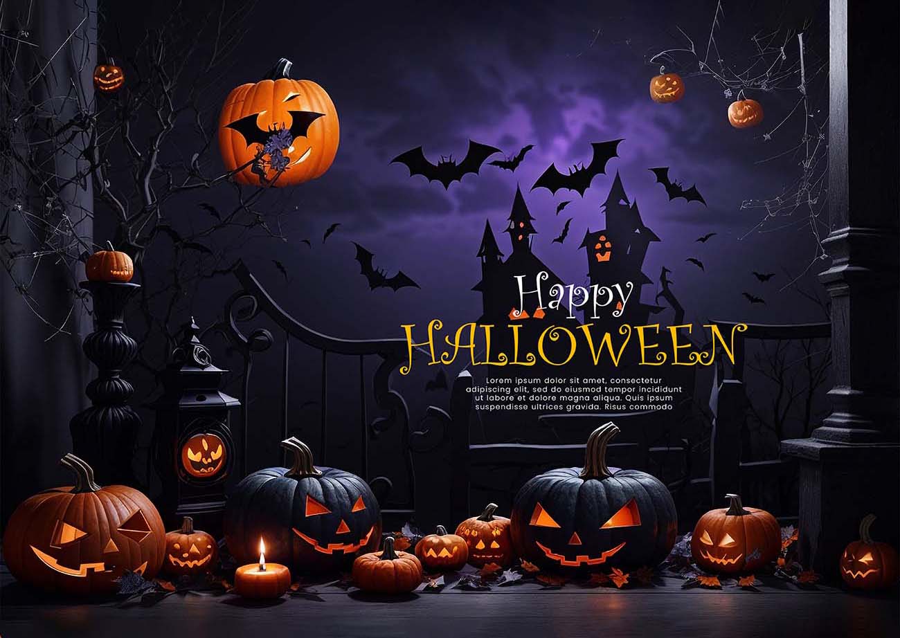 Banner halloween kinh dị mẫu số H32 PSD