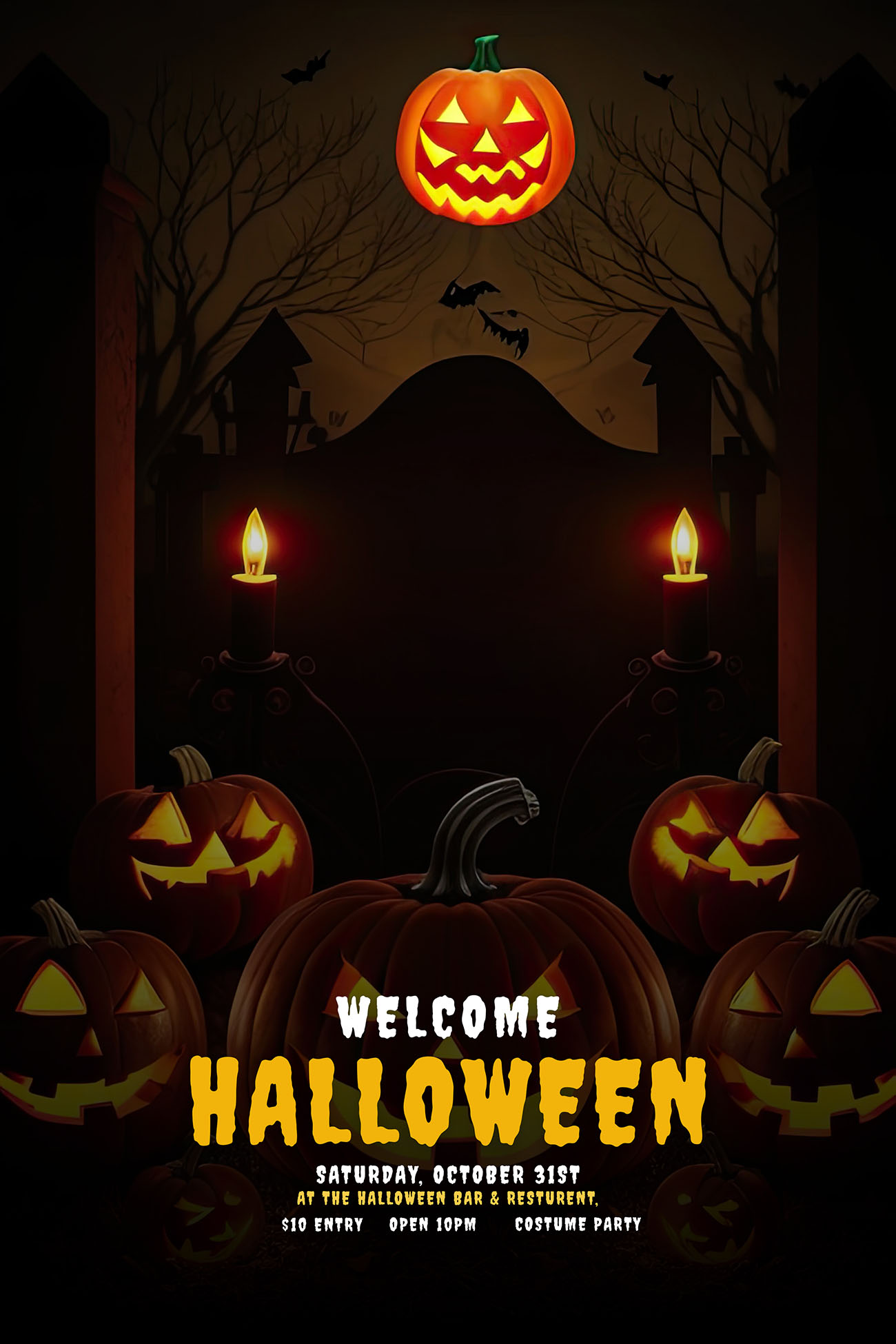 Poster halloween kinh dị mẫu H97 PSD