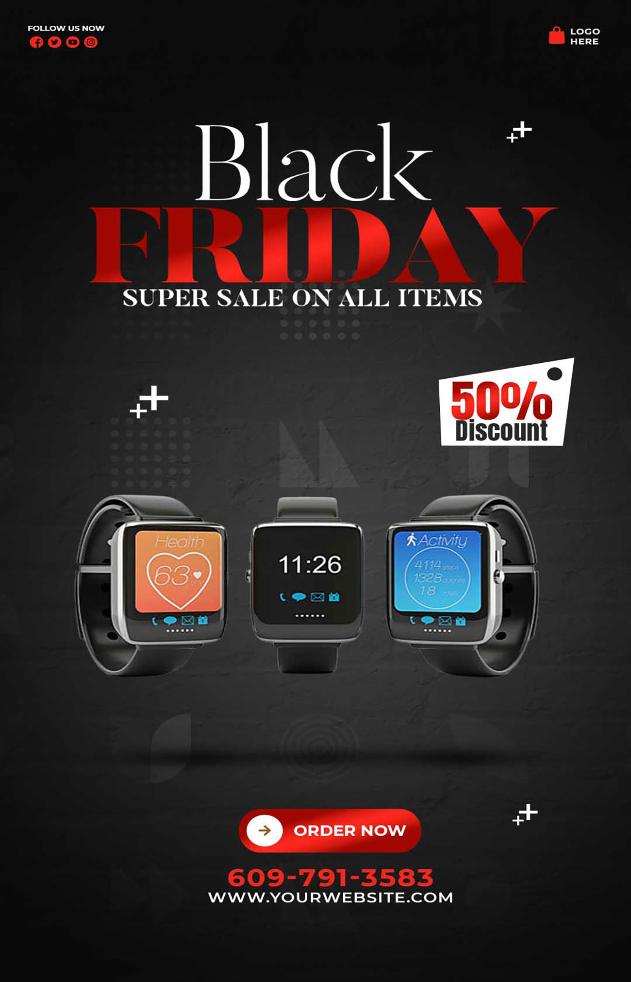 Poster sự kiện Black Friday giảm giá 50% file PSD