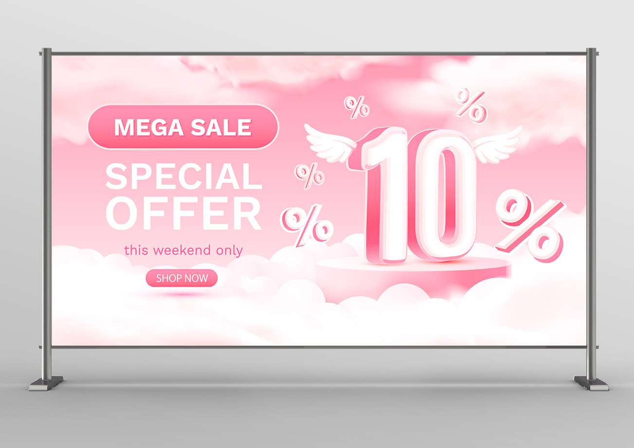 Backdrop mega sale giảm giá 10% file EPS