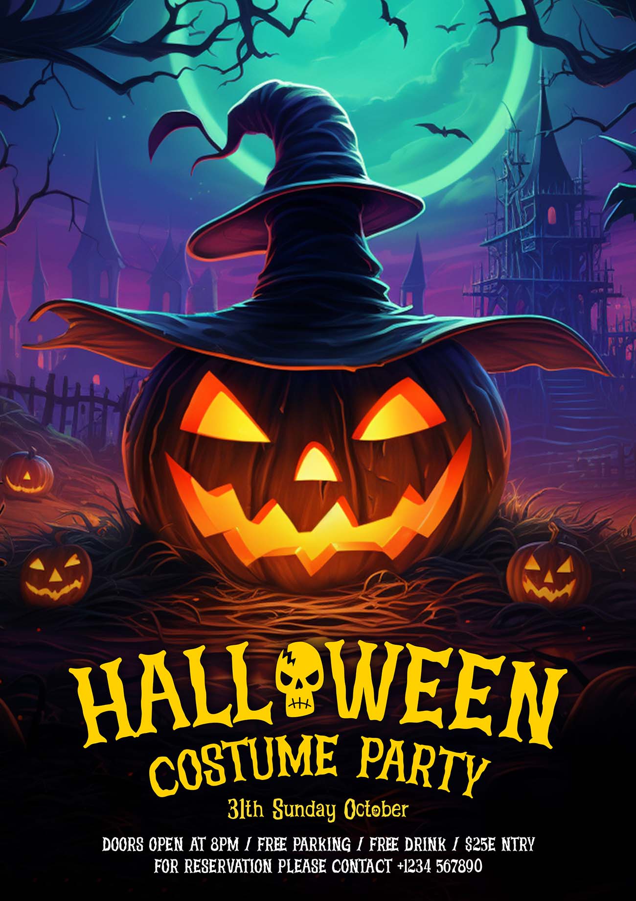 Poster halloween mẫu H44 PSD