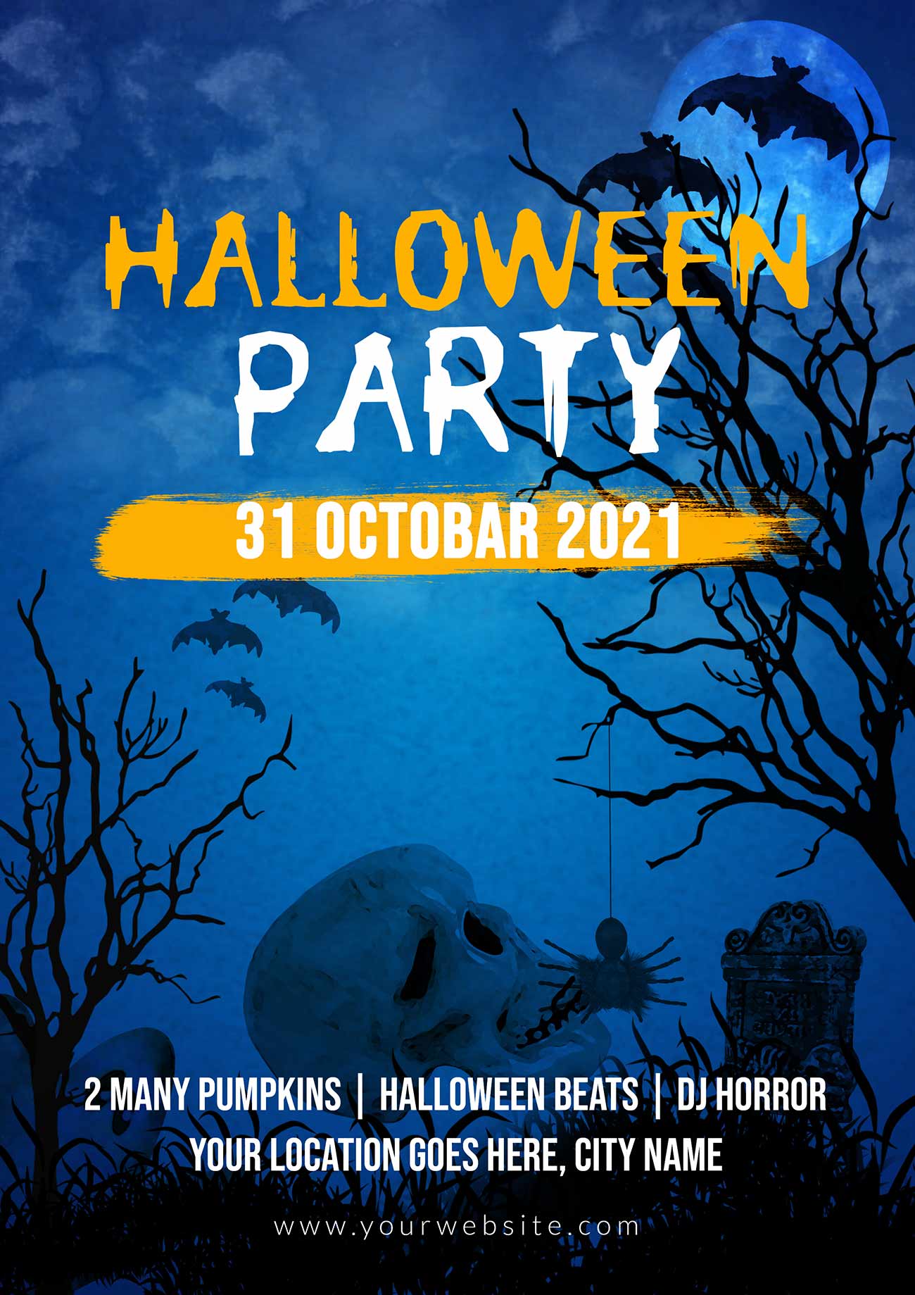 Poster phim ma kinh dị đêm halloween file PSD