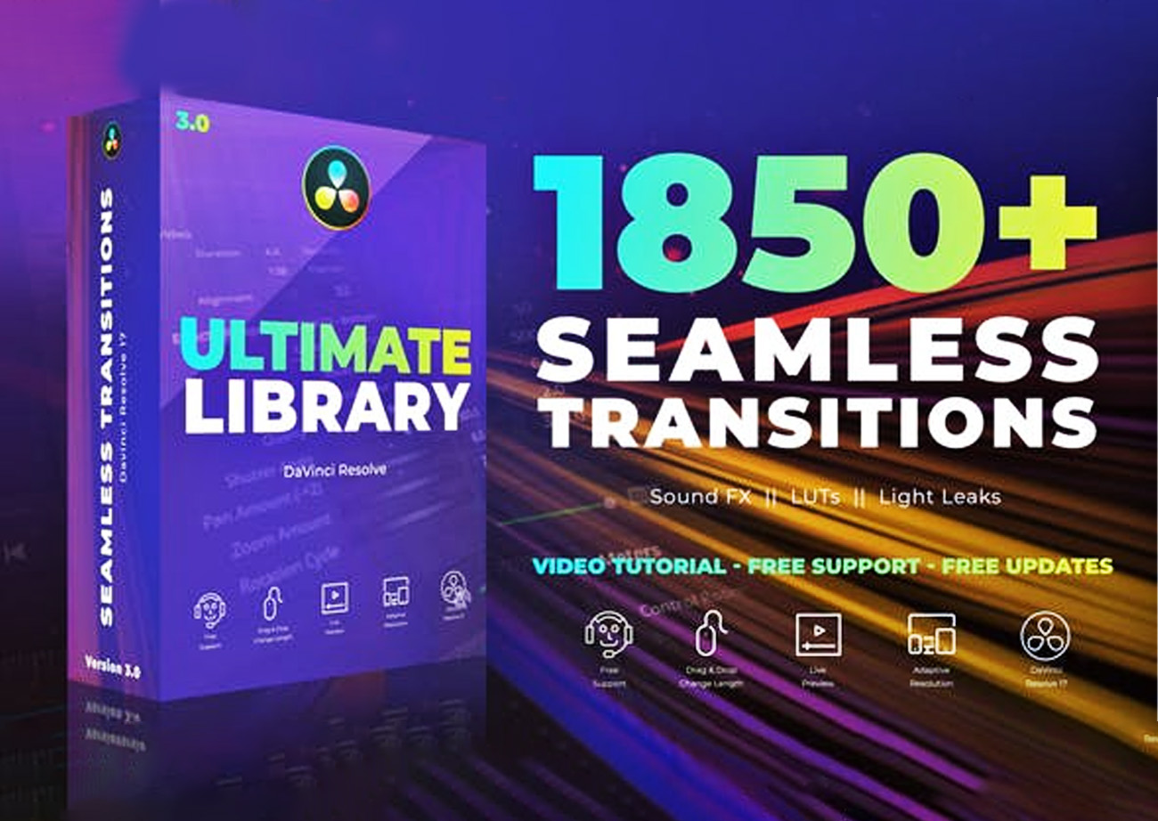 Gói 1850+ thư viện tổng hợp hiệu ứng chuyển ảnh cho phần mền Davinci - Seamless Transitions for DaVinci Resolve