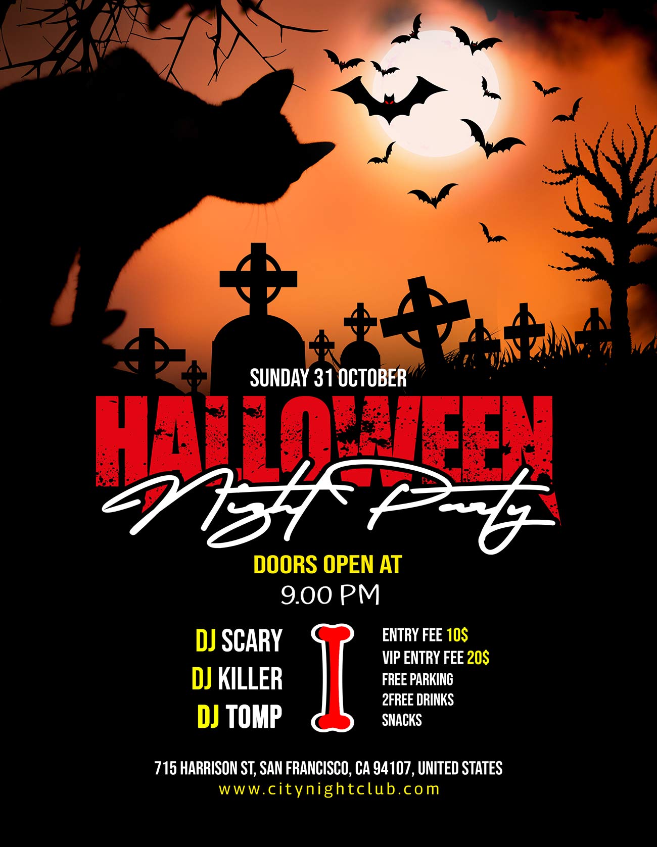 Poster đêm hội halloween file PSD