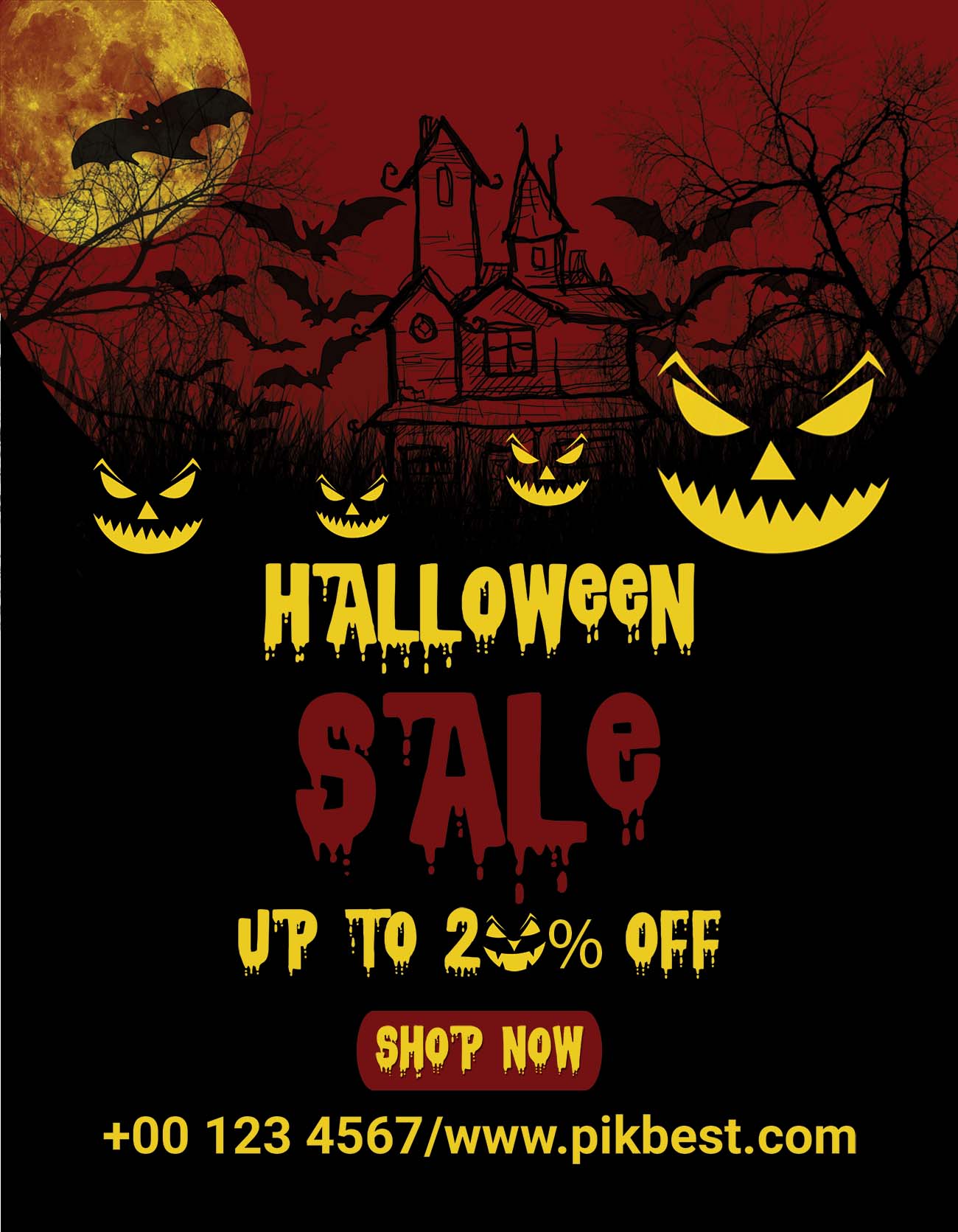 Poster halloween, kinh dị mẫu số 116 PSD