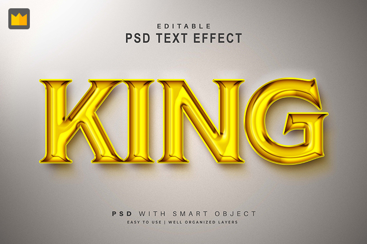 Hiệu ứng chữ 3D PSD màu vàng gold sang trọng