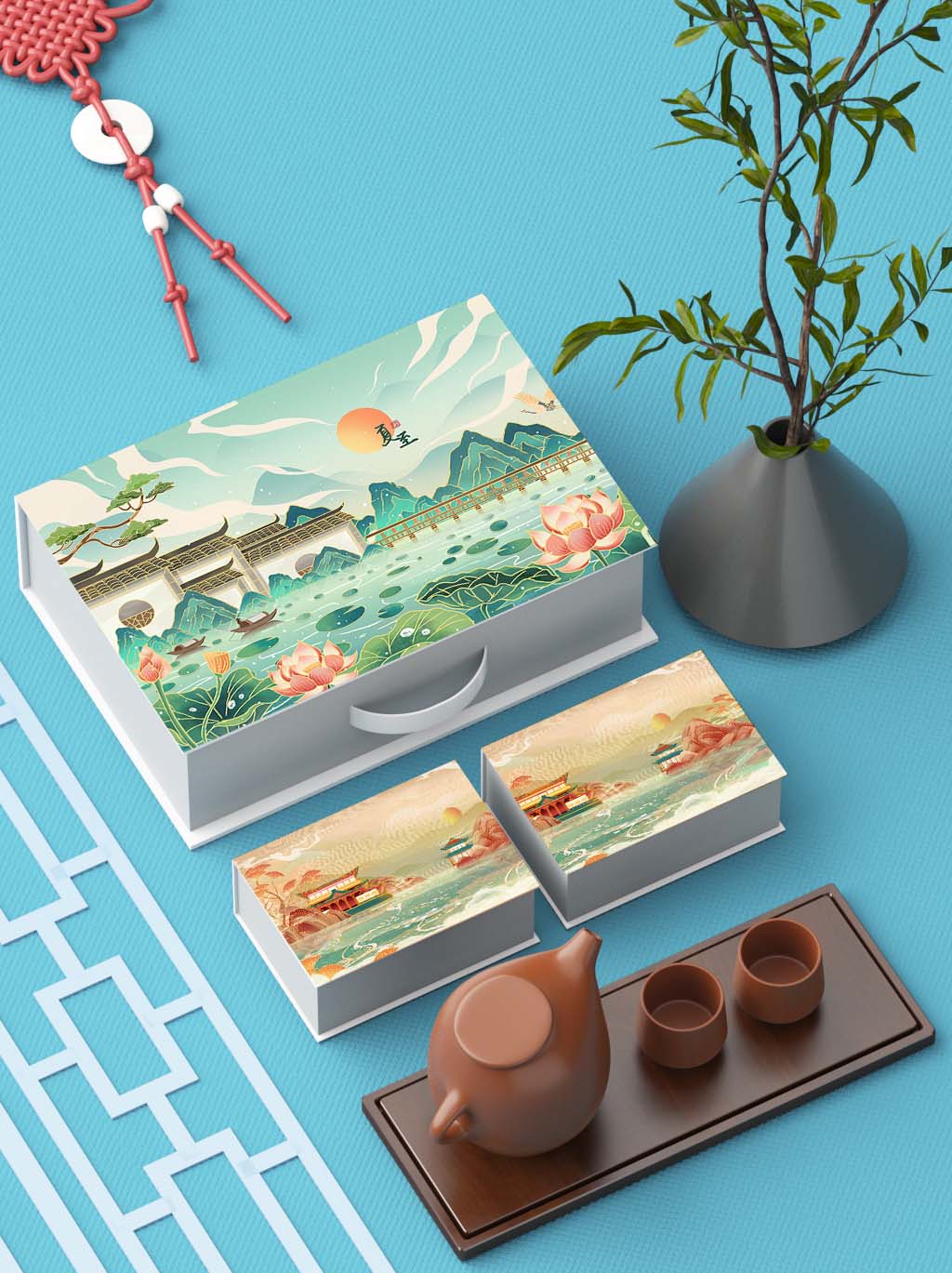 Mockup bao bì hộp quà ngày tết mẫu T41 PSD