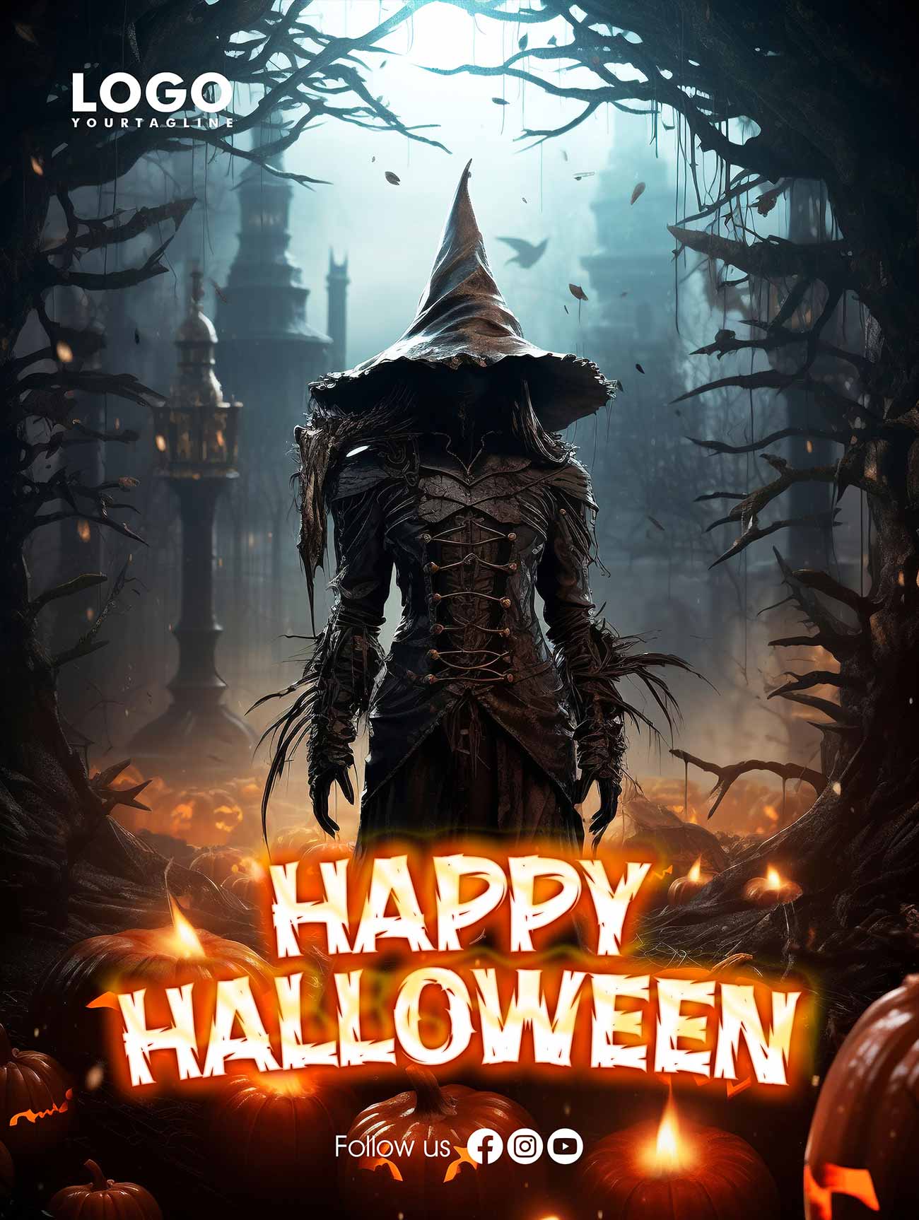 Poster lễ hội halloween file PSD mẫu số 14