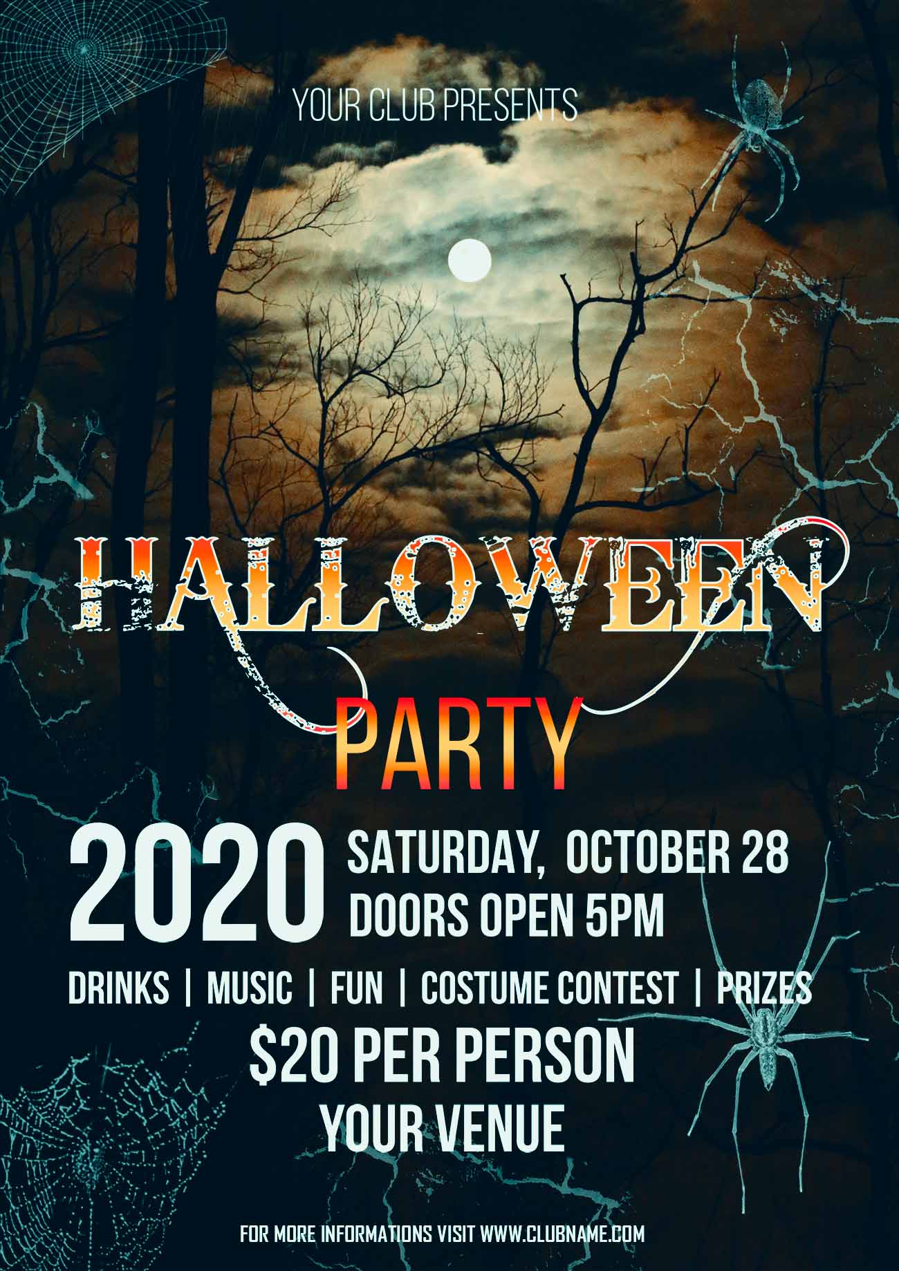 Poster halloween đêm trăng mẫu số H15 PSD