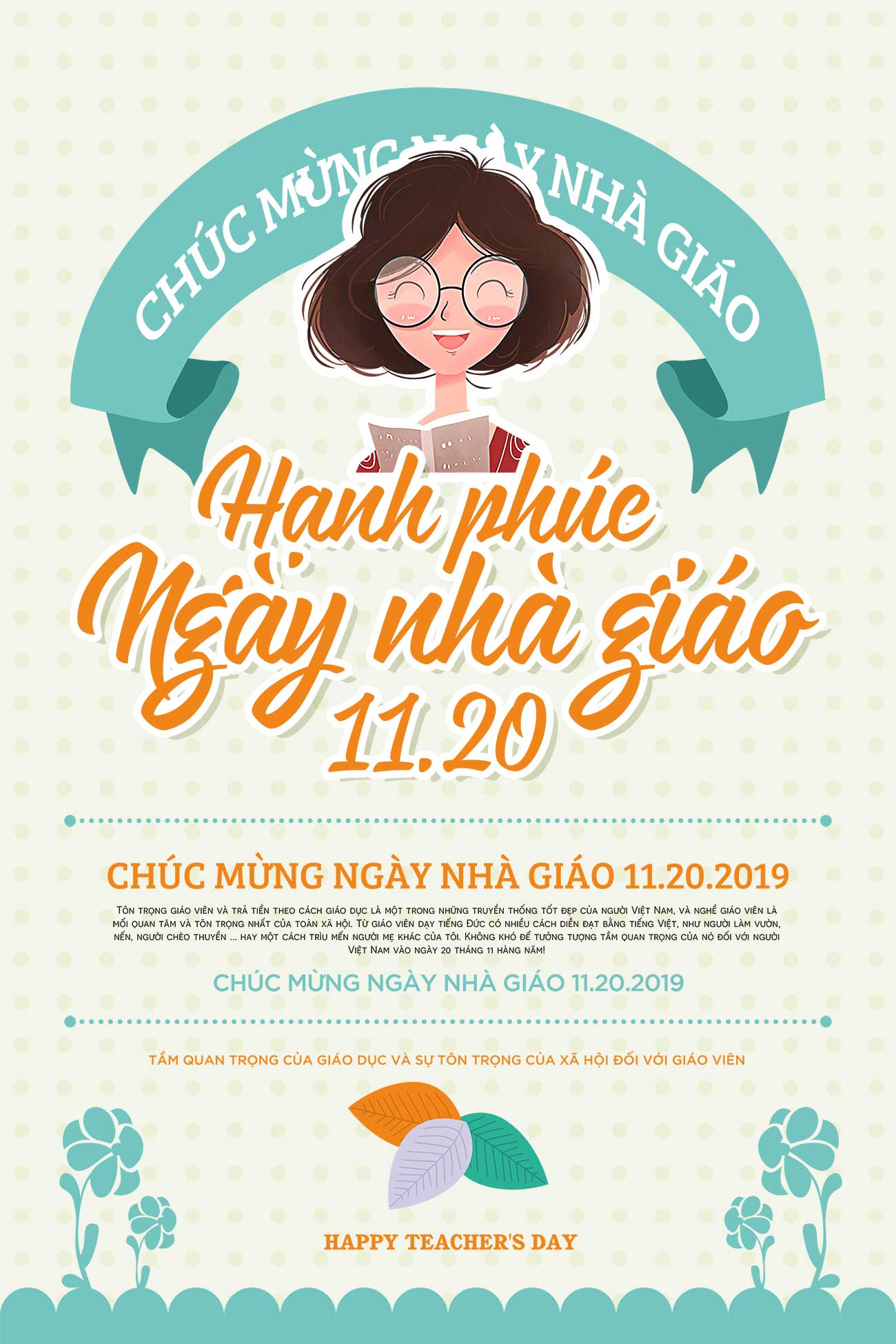 Poster chúc mừng ngày nhà giáo 20.11 file PSD