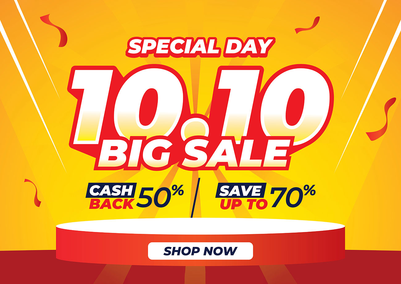 Background big sale 10.10 hoàn tiền 50% file EPS