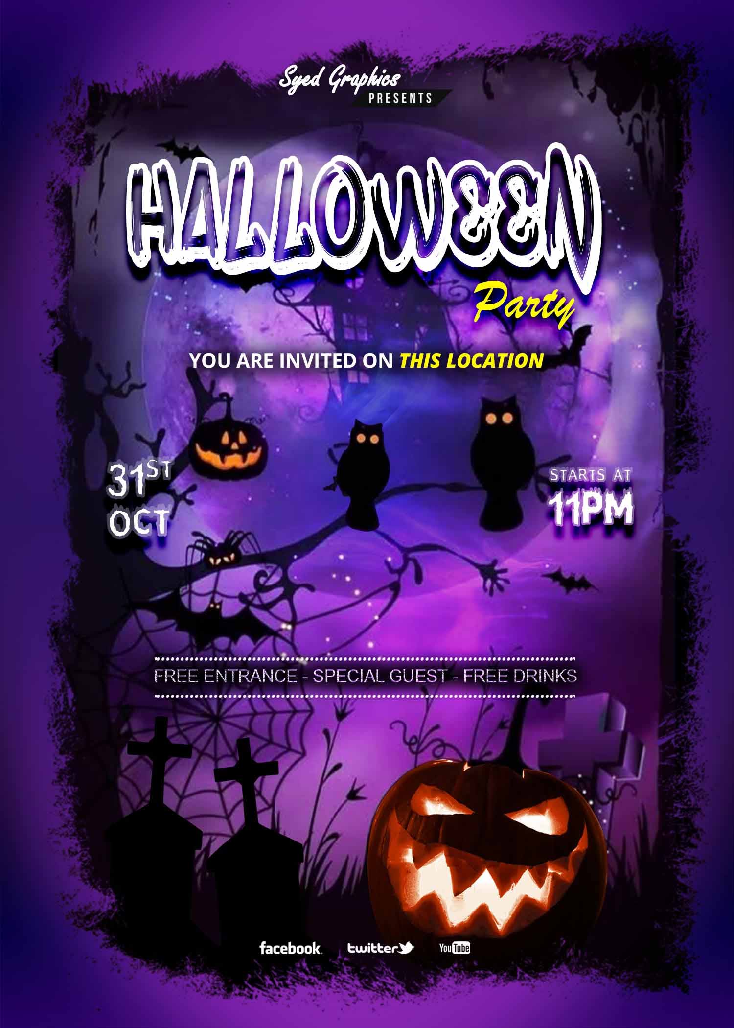 Poster halloween, kinh dị mẫu số 023 PSD