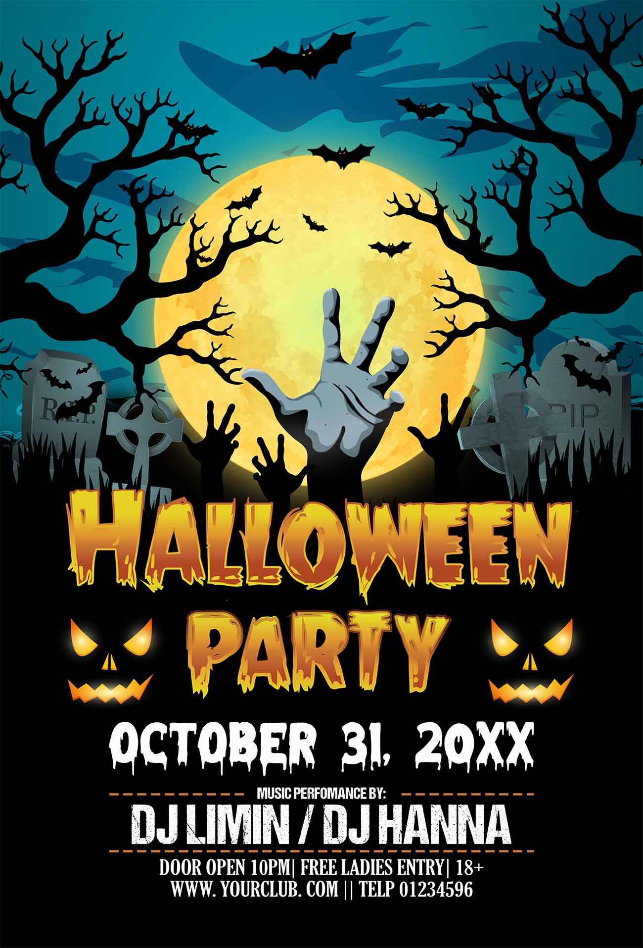 Poster halloween, kinh dị mẫu số 033 PSD