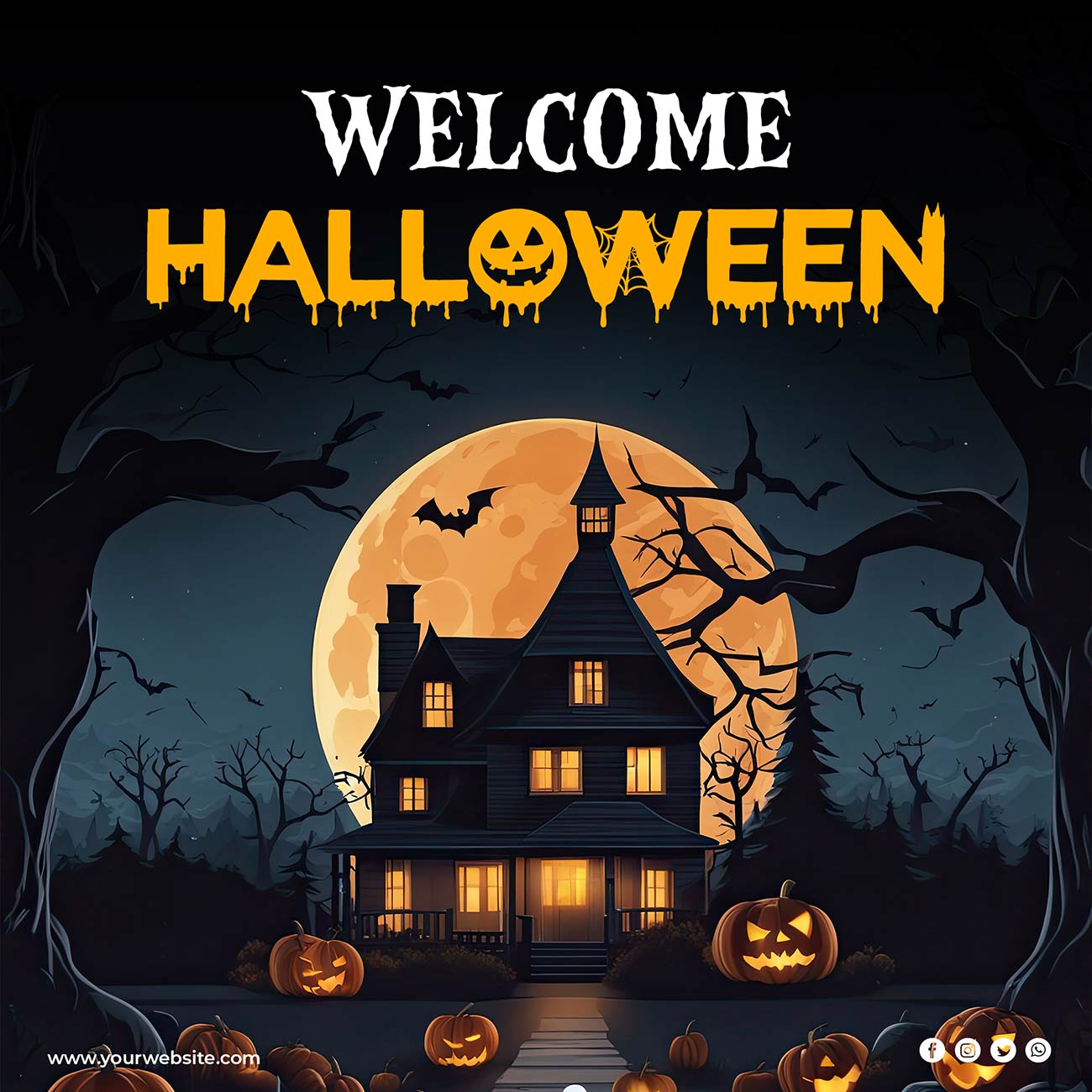 Banner tổ chức tiệc halloween file PSD