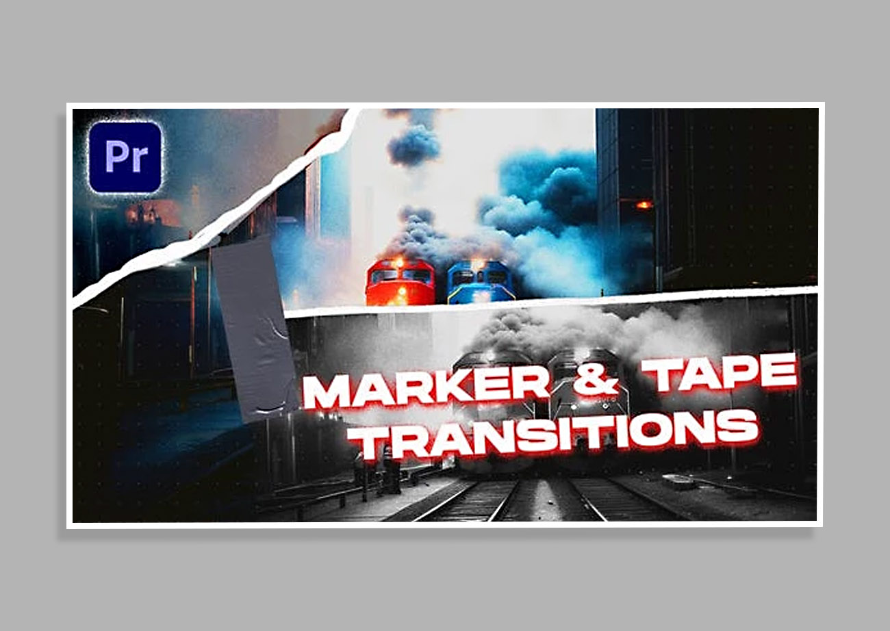 Marker & Tape Transitions VOL. 2 | Premiere Pro