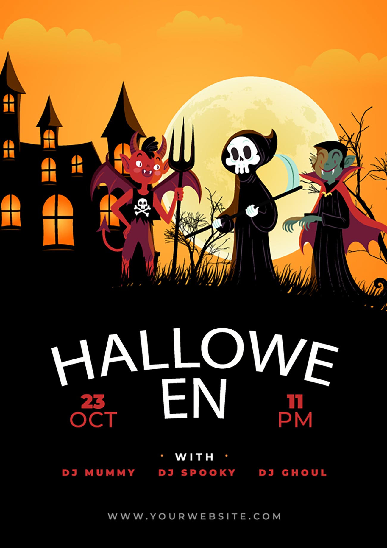 Poster tiệc halloween tại gia file AI