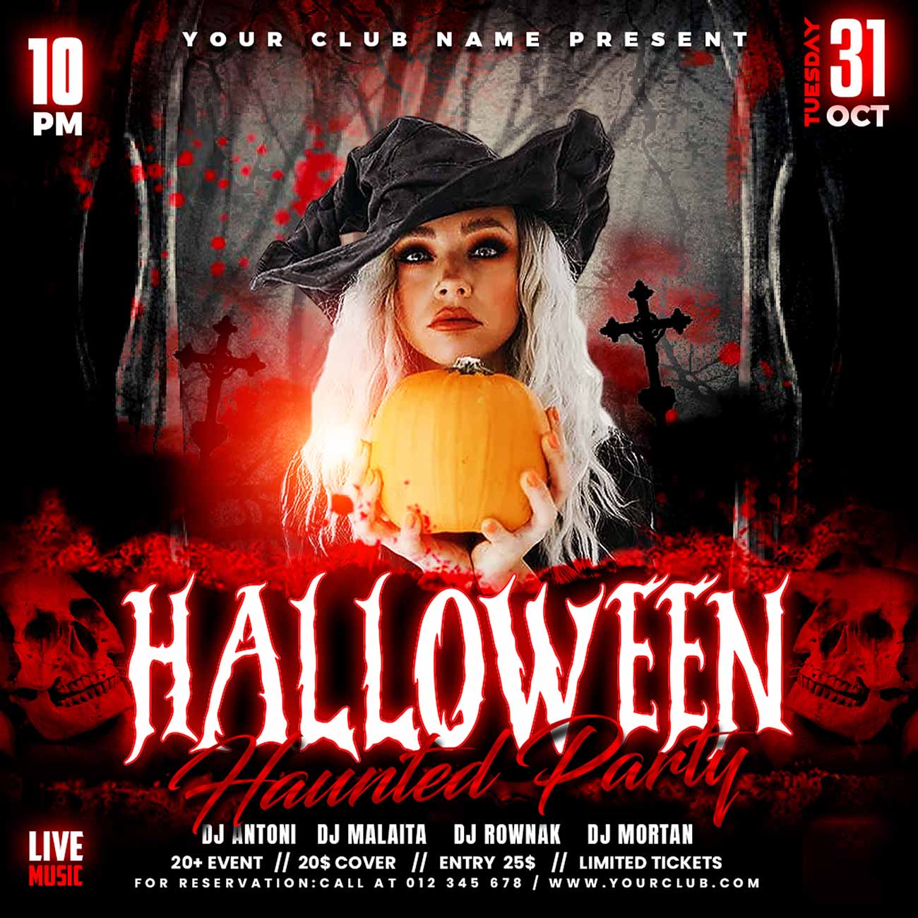 Poster ca sĩ trong lễ hội halloween 3D file PSD mẫu số 23